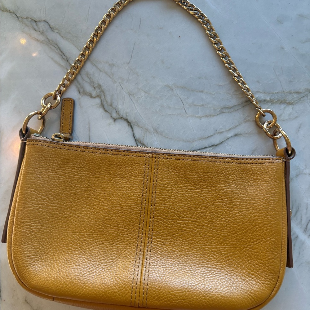 Fossil Mustard Leather Shoulder Bag